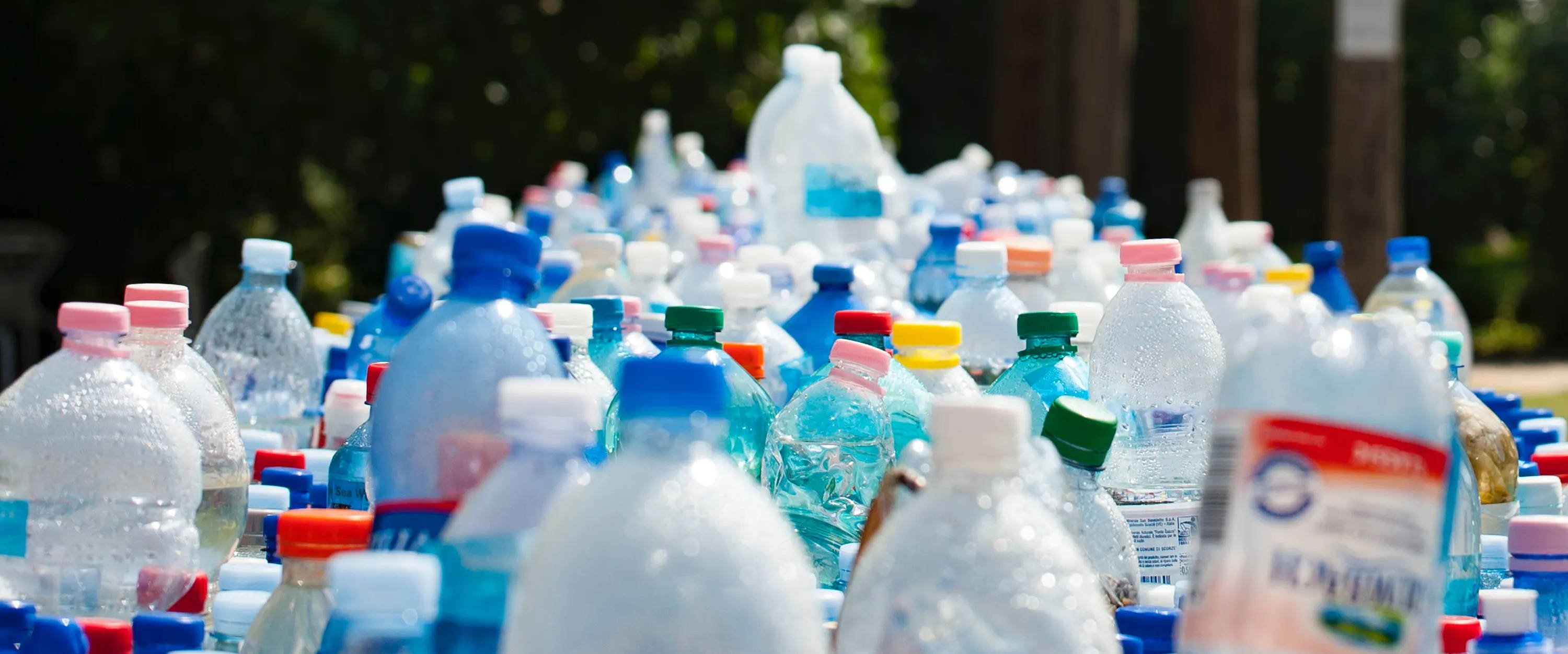 Hundreds of plastic water bottles