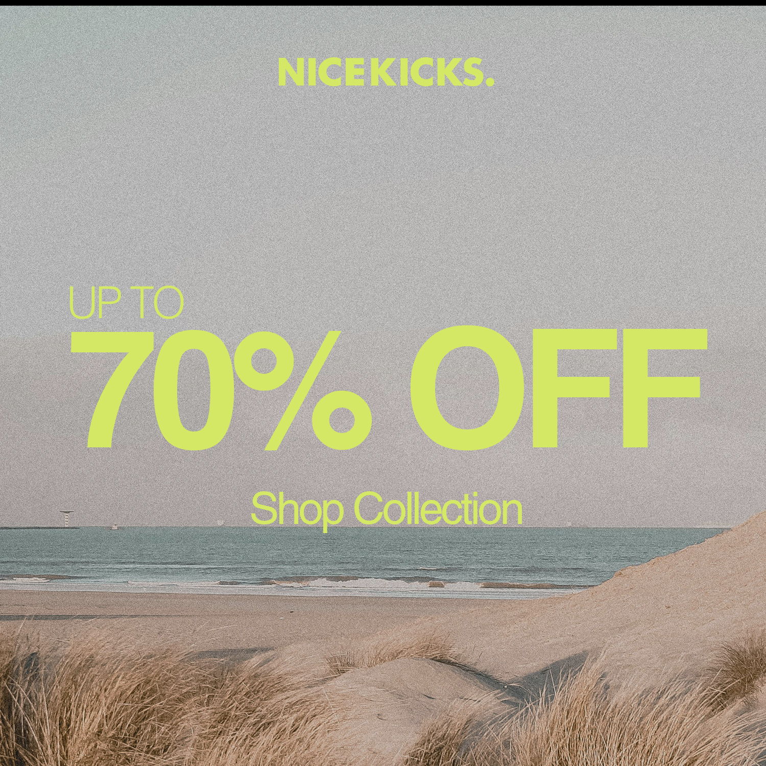 Promotional image for Nice Kicks with discount information.