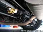 Close-up black horn trumpets brass solenoid white air lines Raymond's 2004 Toyota RAV4 Conductor's Special 844K gallery photo 7