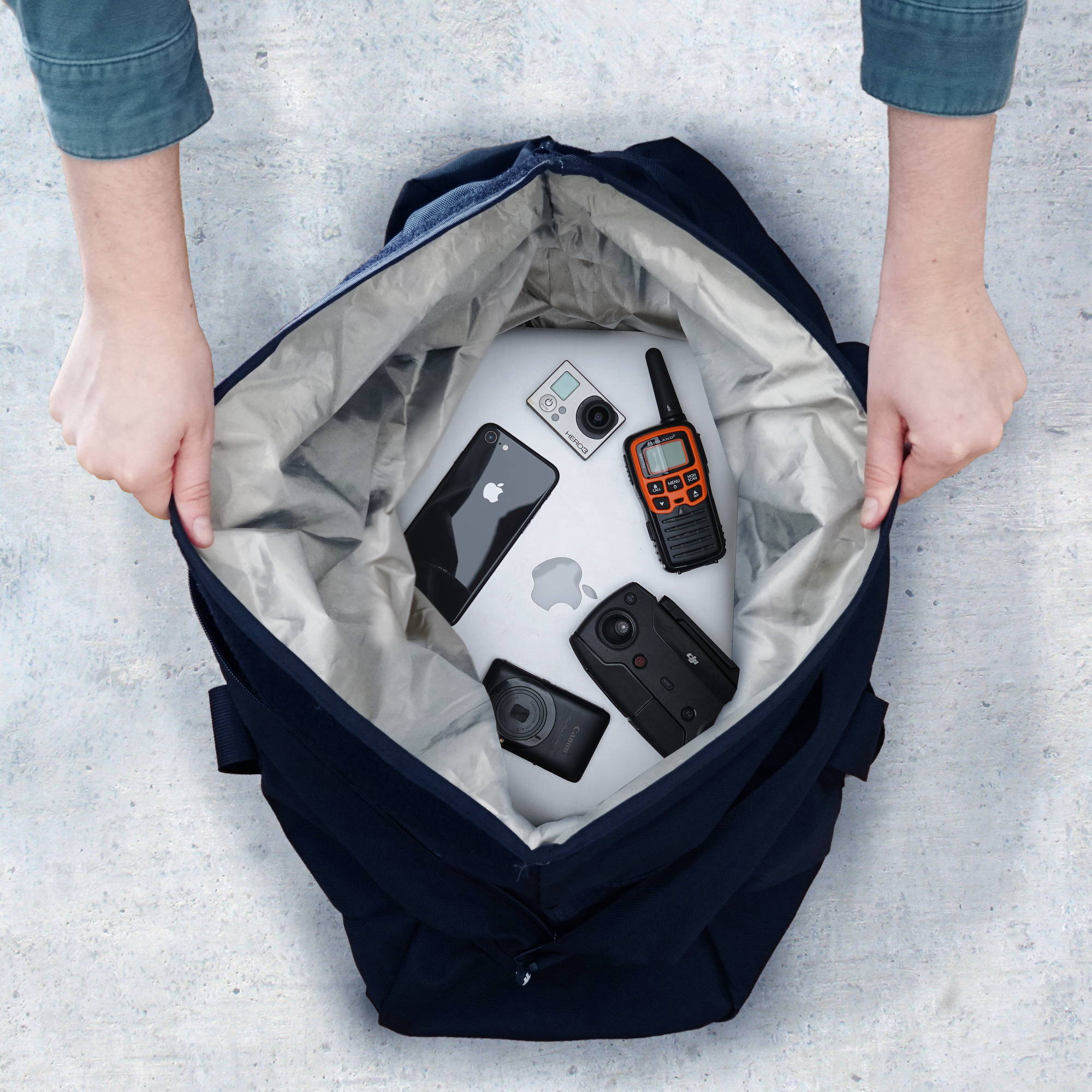 mission darkness x2 faraday duffel bag blocks wireless signals and electromagnetic radiation