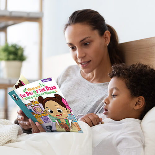 Parent reading Spanish bilingual storybook to child