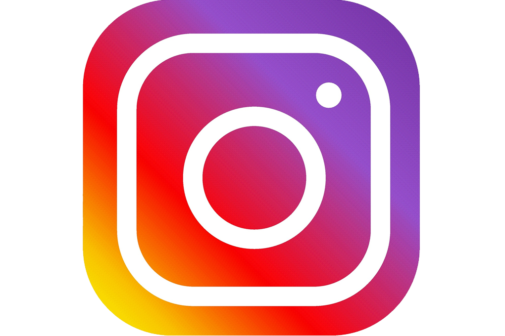 Instagram logo with a gradient of purple, pink, and yellow colors.