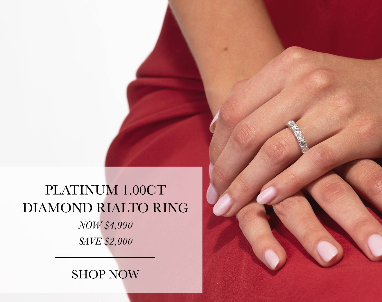 Platinum 1.00ct Diamond Rialto Ring