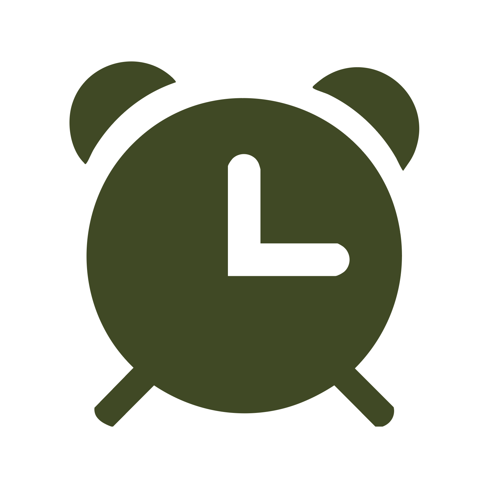Alarm clock icon with hour and minute hands.