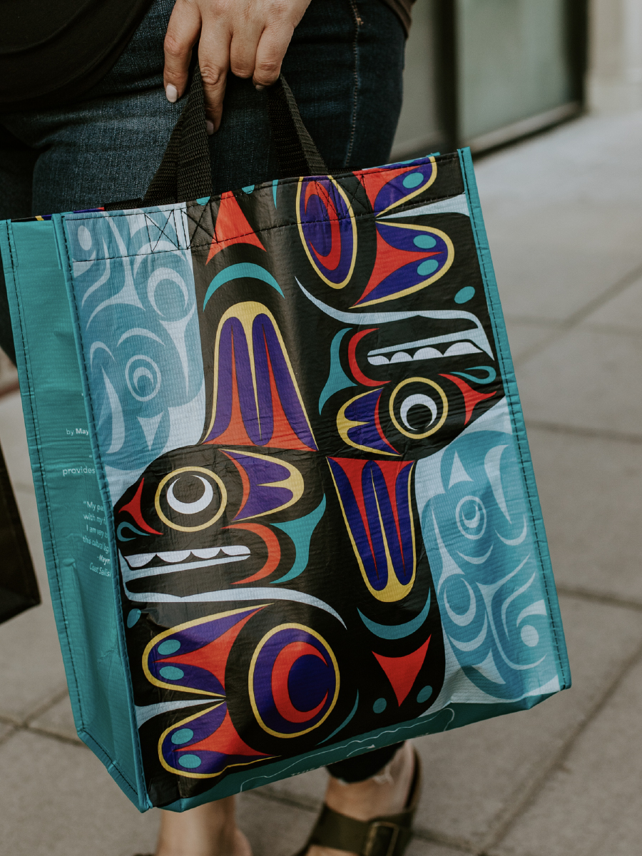Thunderbird and Whale Large Eco Bag by Maynard Johnny Jr.
