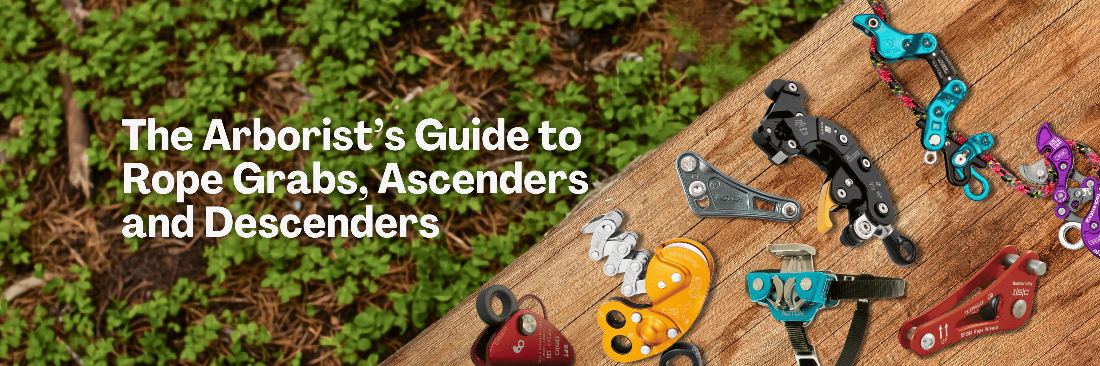 Image of climbing gear with text about rope grabs and ascenders.