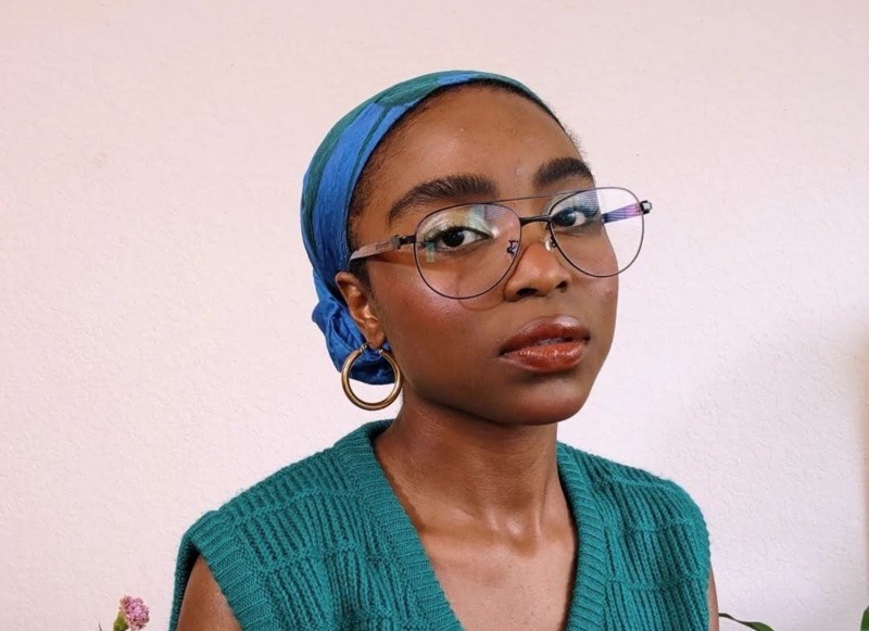 asian women wearing Purpose Gold eyeglasses from Kraywoods low bridge glasses collection