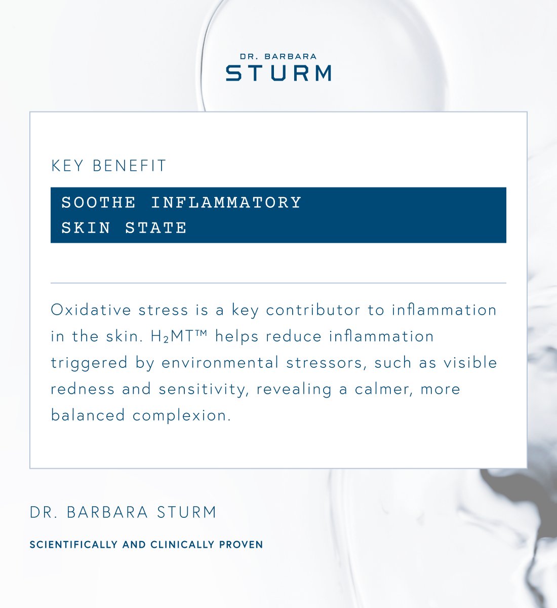 Text about skincare benefits and inflammation reduction by Dr. Barbara Sturm.