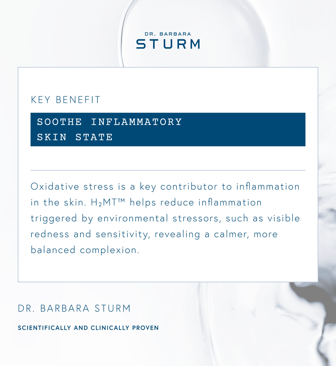 Text about skincare benefits and inflammation reduction by Dr. Barbara Sturm.