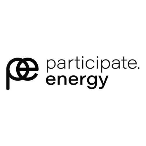 Logo of Participate Energy with stylized letters 