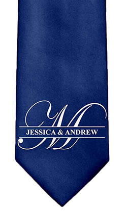 Necktie with weding monogram