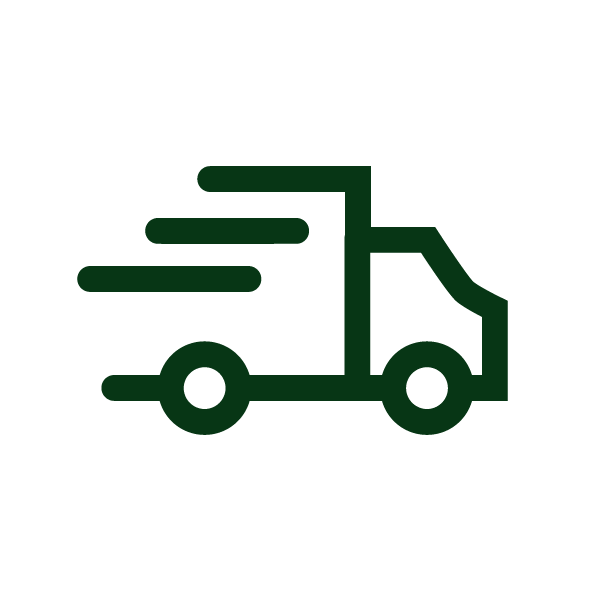 An icon image of a delivery truck in a circle.