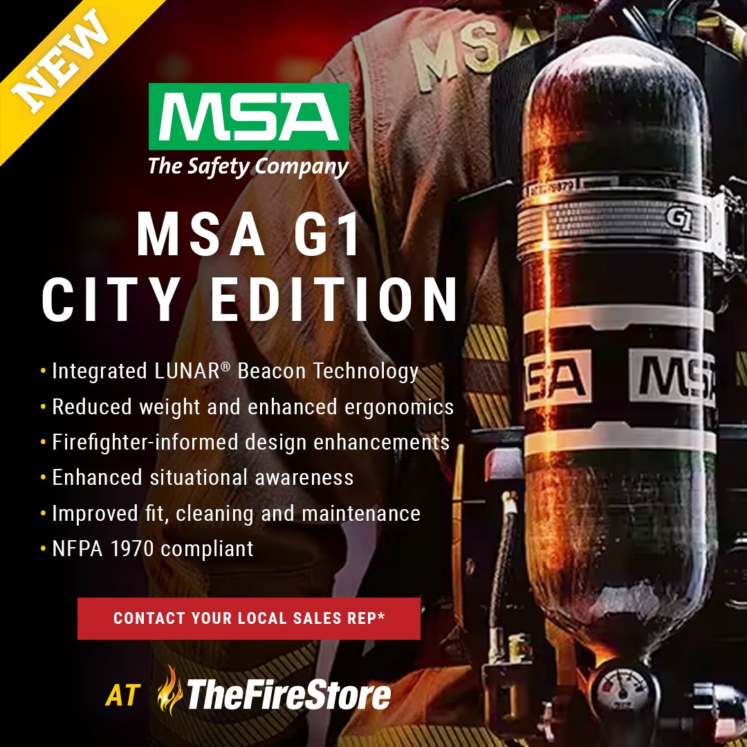 MSA G1 City Edition advertisement highlighting safety features and technology advancements.