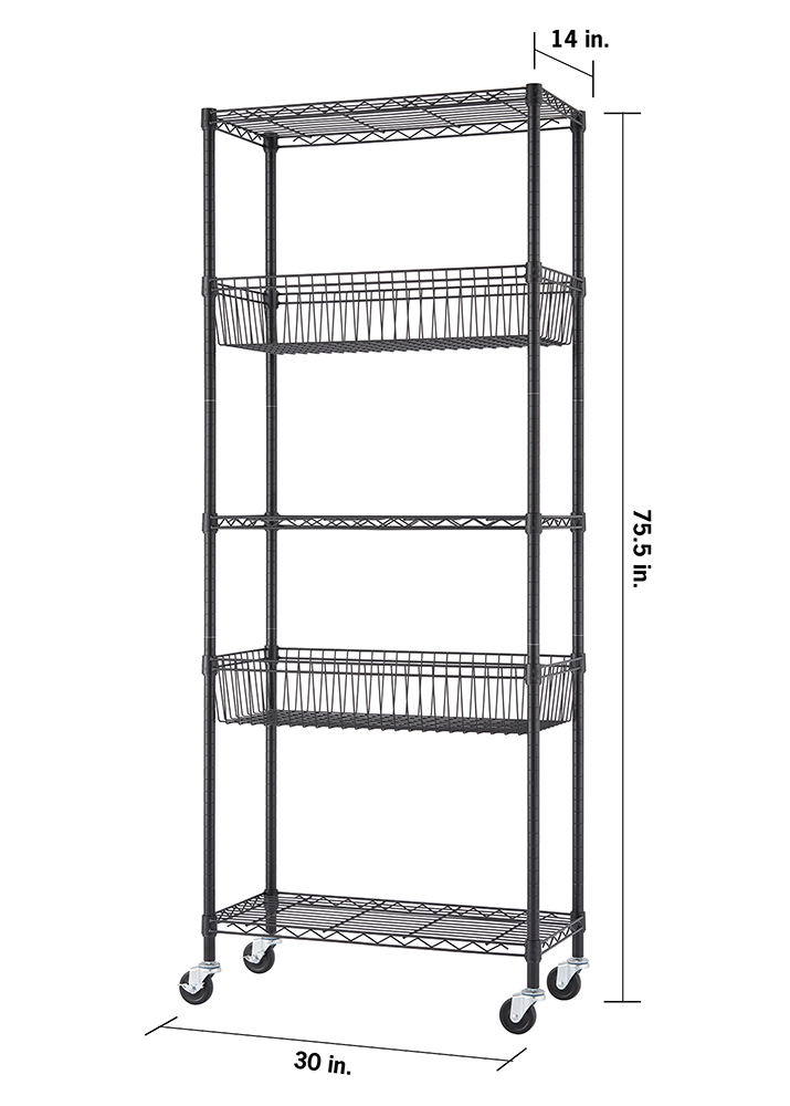 Dimensions of the 5-tier shelf