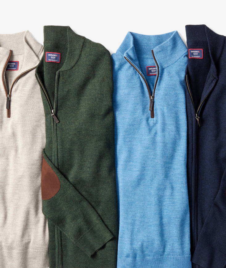 Collection of UNTUCKit sweaters.