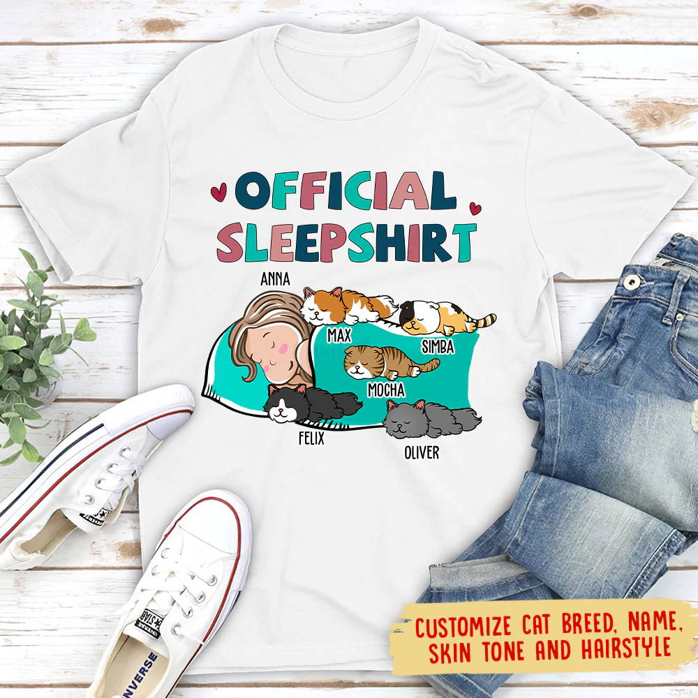 CAT OFFICIAL SLEEPSHIRT - PERSONALIZED CUSTOM UNISEX T-SHIRT