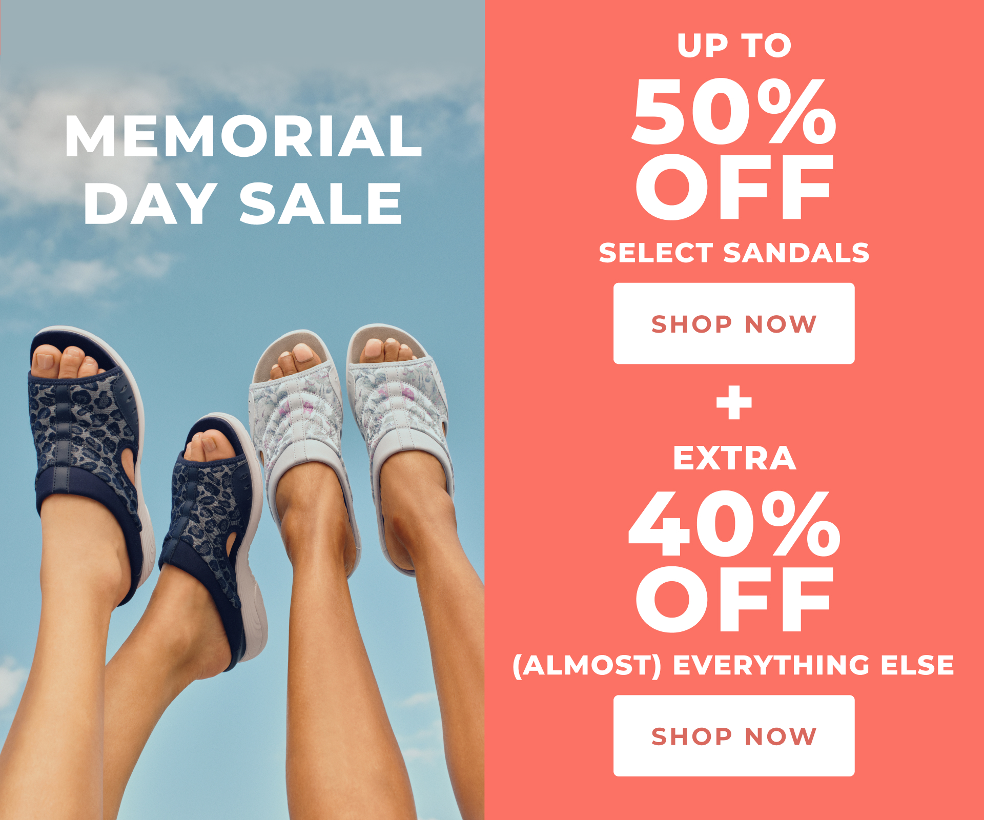 Memorial Day sale on sandals with discounts up to 50% off.