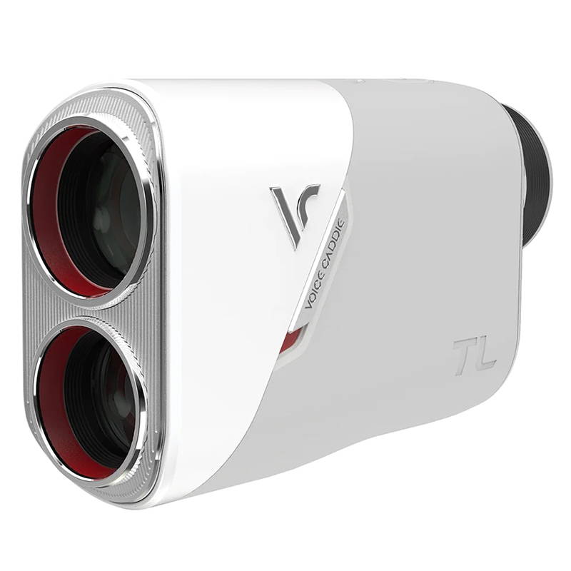 Front and side view of the Voice Caddie TL1 golf laser rangefinder with slope