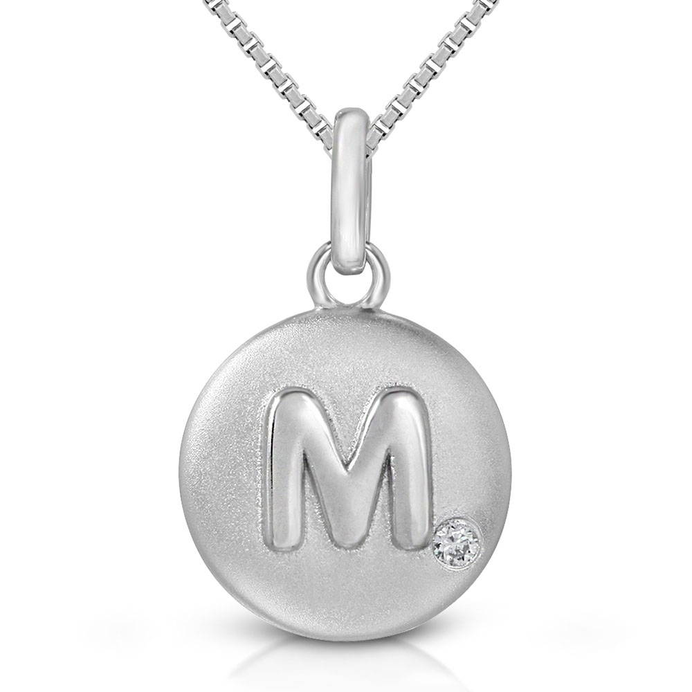 Pure at Birth letter M pendant with greek box necklace