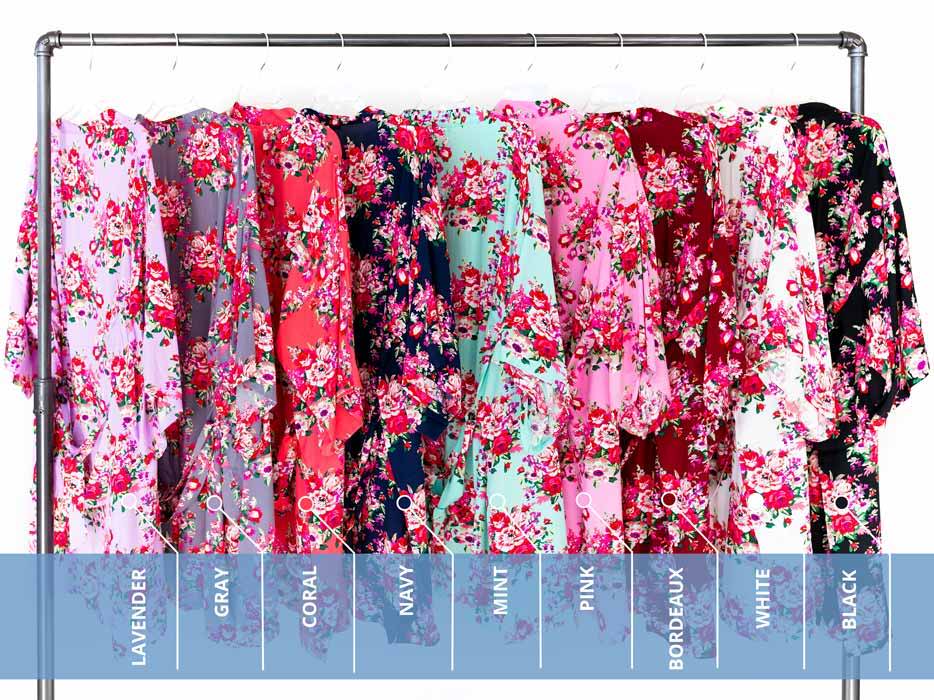 Floral Bridesmaid Robe Colors