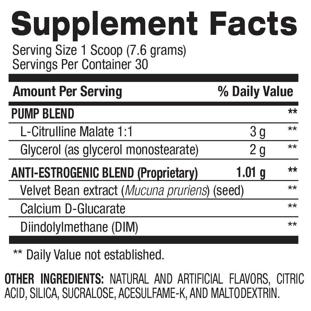 Ingredients list for Pump Formula