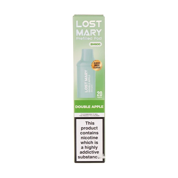A picture of a Double Apple BM600 prefilled pod pack by Lost Mary. 
