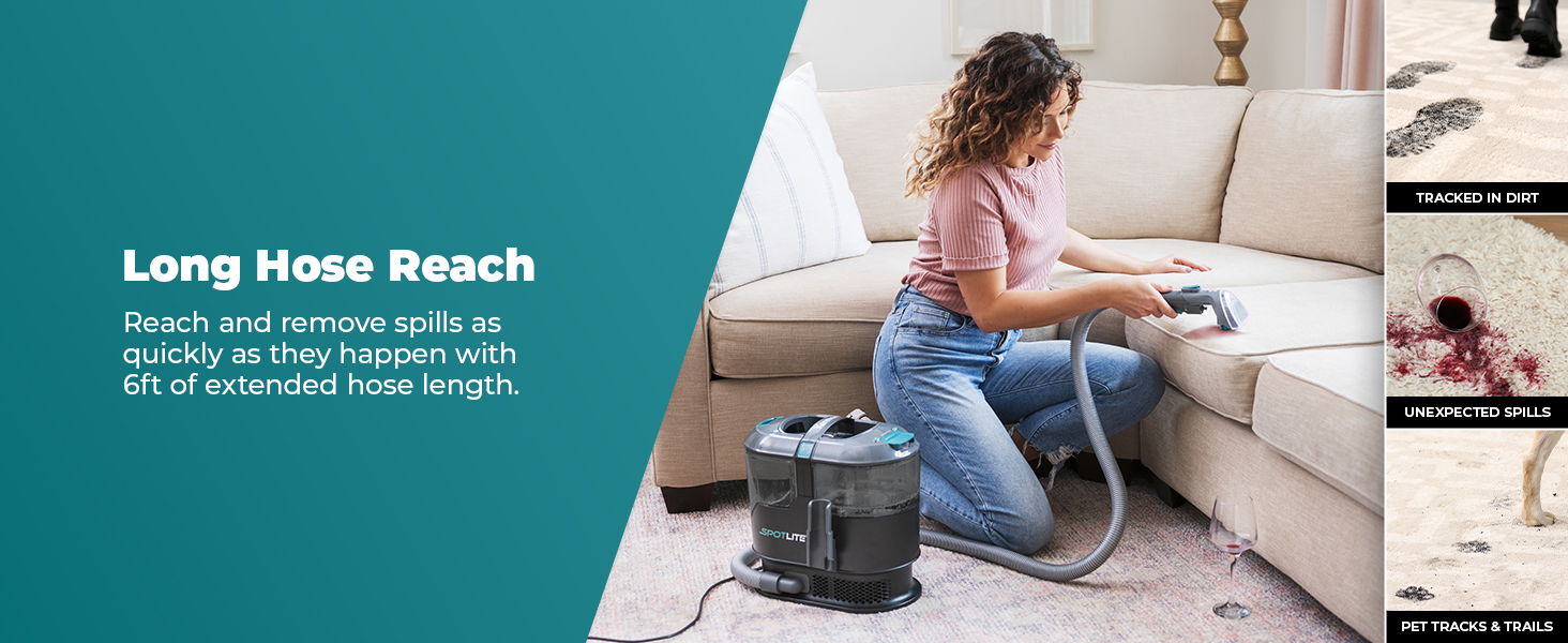 Person using a vacuum cleaner on a couch in a living room setting.