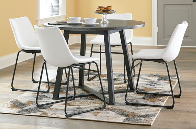 Centiar Round Table Dining Set with 4 Upholstered Side Chairs | Ashley Homestore