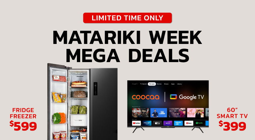 Matariki Week Mega Deals on fridge and smart TV, limited time only.
