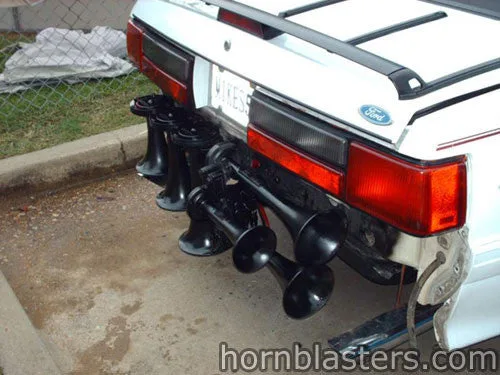 Side profile of Ford Mustang with Shocker XL train horn install HornBlasters gallery photo 2