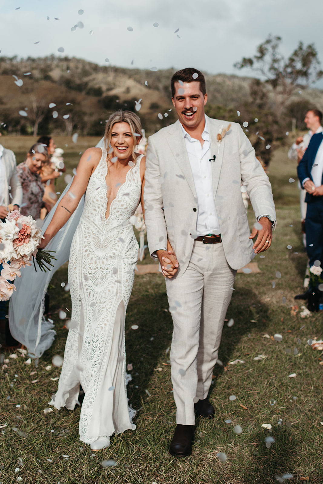 Bride and Groom celebrating after the ceremony