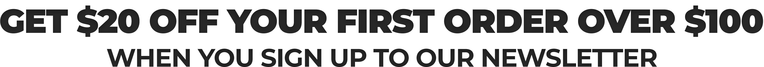 Text on a banner promoting a first order discount.