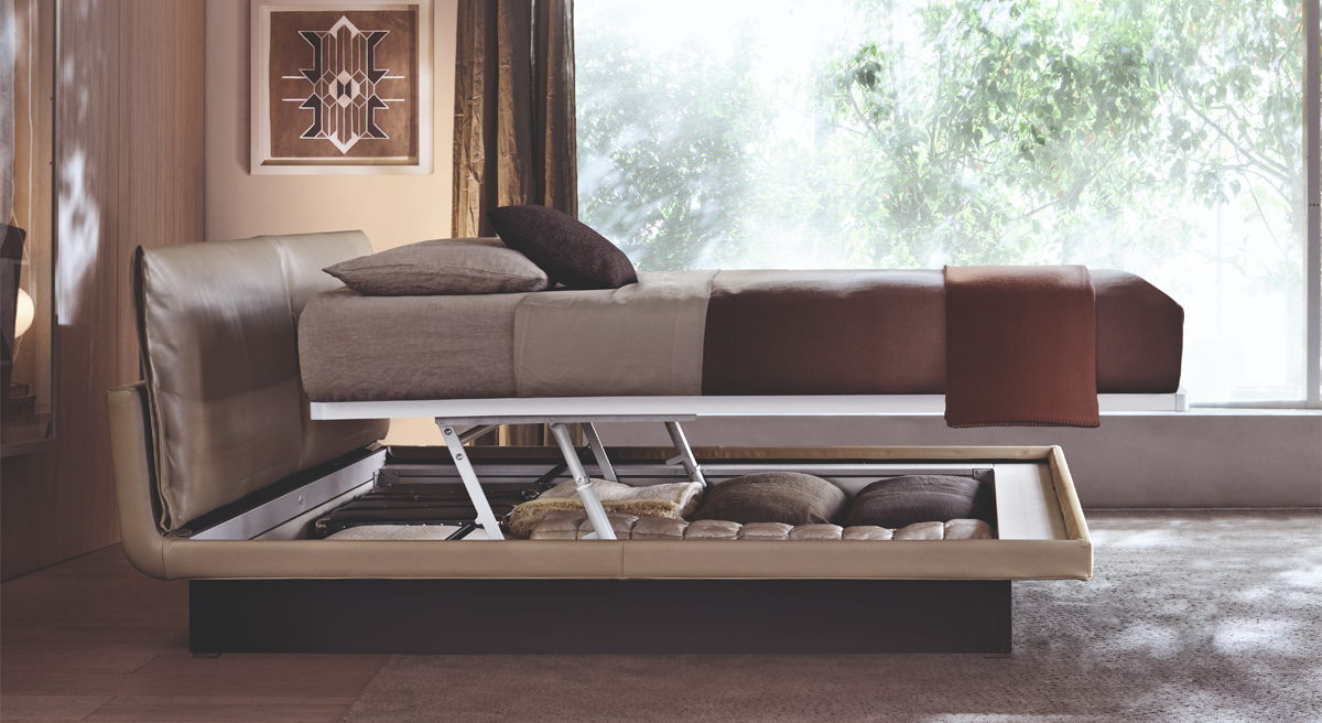 Modern Molteni bed design with a sleek, minimalist aesthetic and natural light.