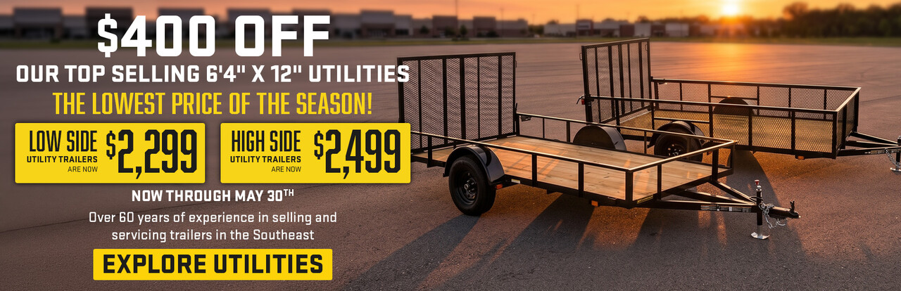 Promotional image for trailers with pricing and discount details.