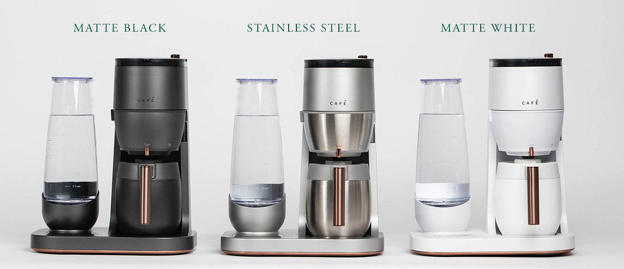 Matte Black, Stainless Steel, and Matte White Grind & Brew Coffee Makers