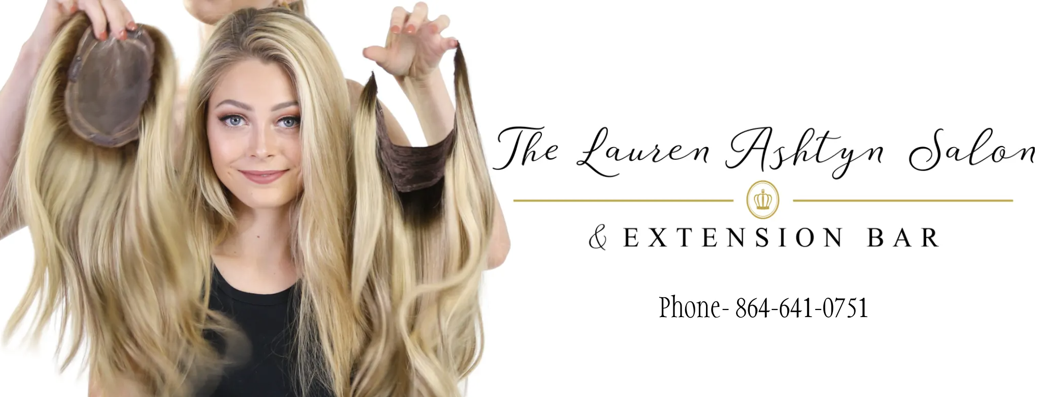 Woman showcasing Lauren Ashtyn hair products 