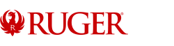 Ruger logo with red text and a stylized emblem.