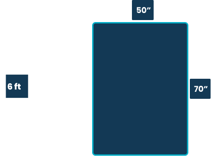 A silhouette of a person next to a rectangular measurement graphic.