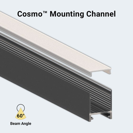Cosmo™ Mounting Channel with 60° beam angle illustration.
