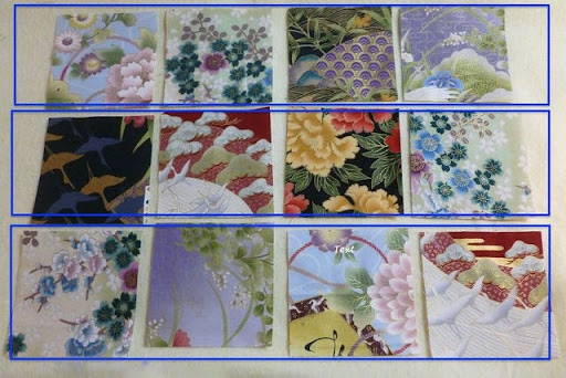 Quilt squares in rows of 4