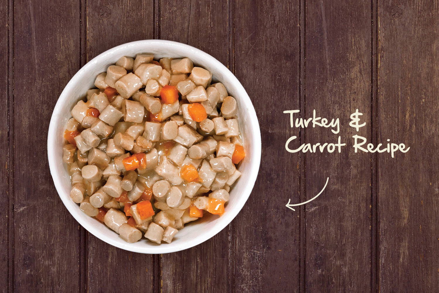Photograph of Turkey & Carrot Stew in a dog bowl