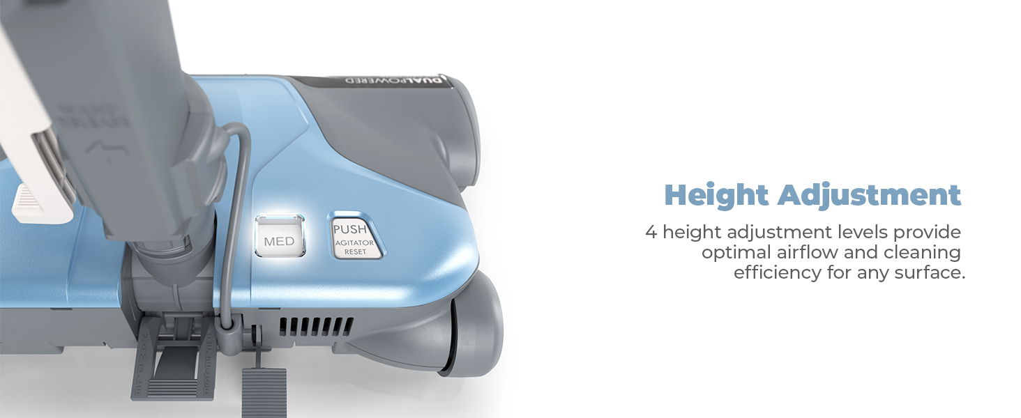 Height adjustment feature for versatile cleaning efficiency on any surface.