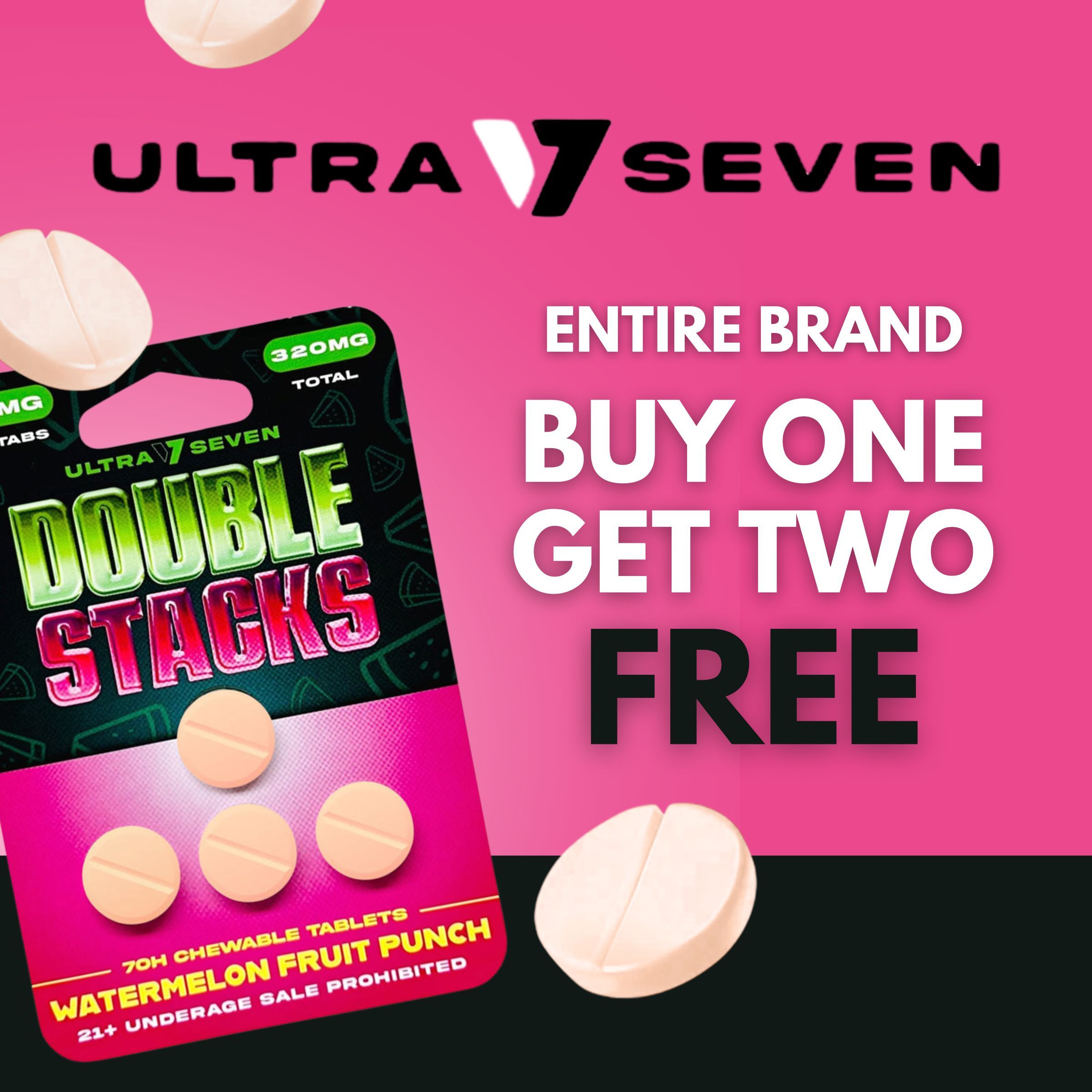 Promotional image for Ultra Seven Double Stacks, buy one get two free.