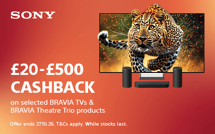 Promotional ad for Sony BRAVIA TVs with cashback offer.