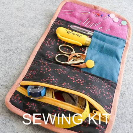 A diy travel kit to carry basic repair material and sewing tools on your trips