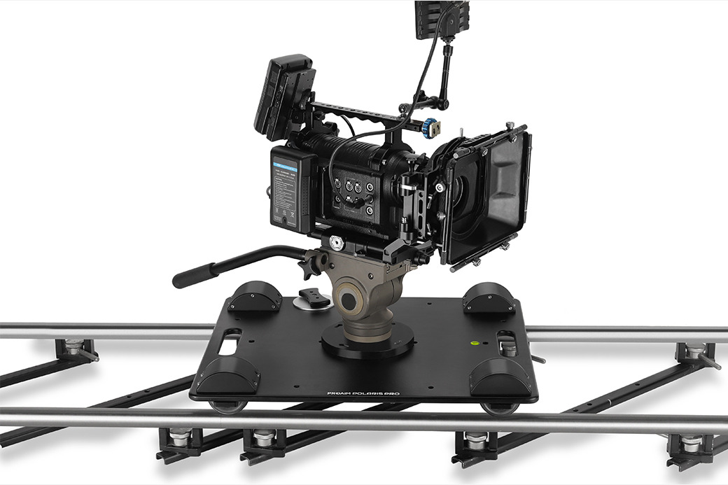 Proaim Polaris Pro Low-Profile Video Camera Dolly w Universal Track Ends | 800lb Payload