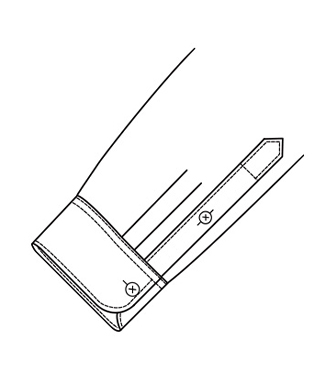 Illustration of a cuff with a fastening mechanism.