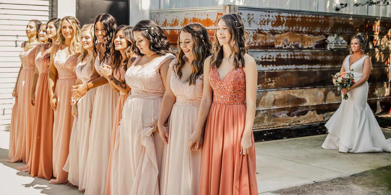 Mismatched Pink Bridesmaid Dresses Kennedy Blue