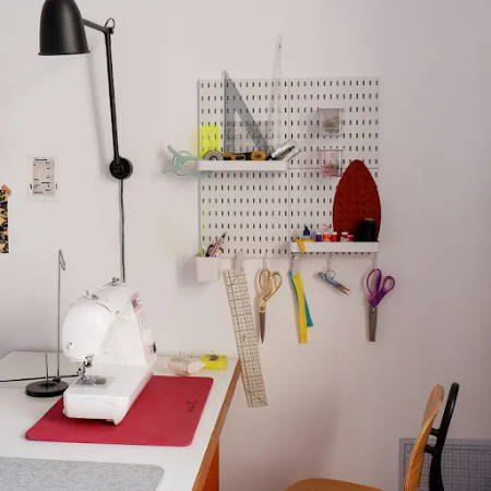 Sewing Room Pegboard Full of Tools