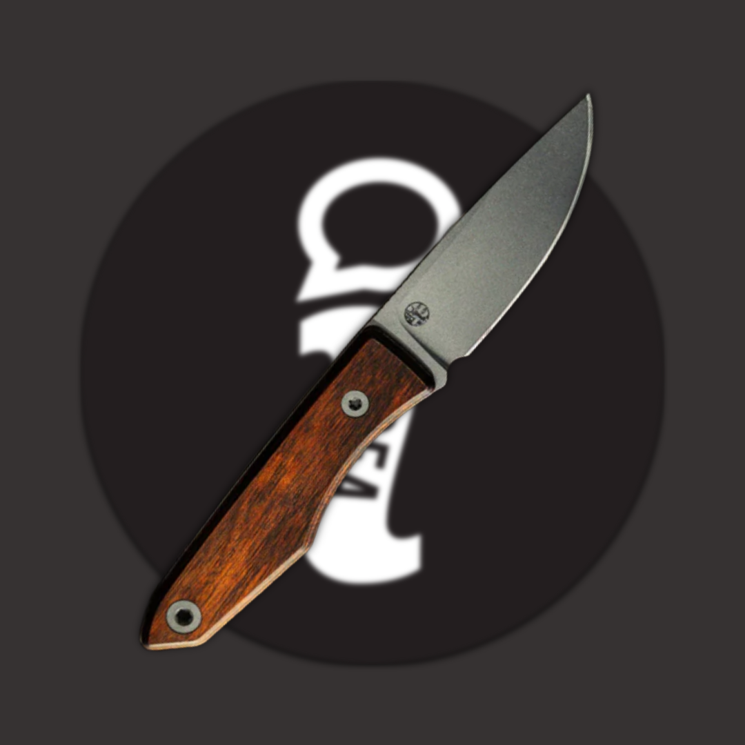 Knife with a wooden handle on a dark background.